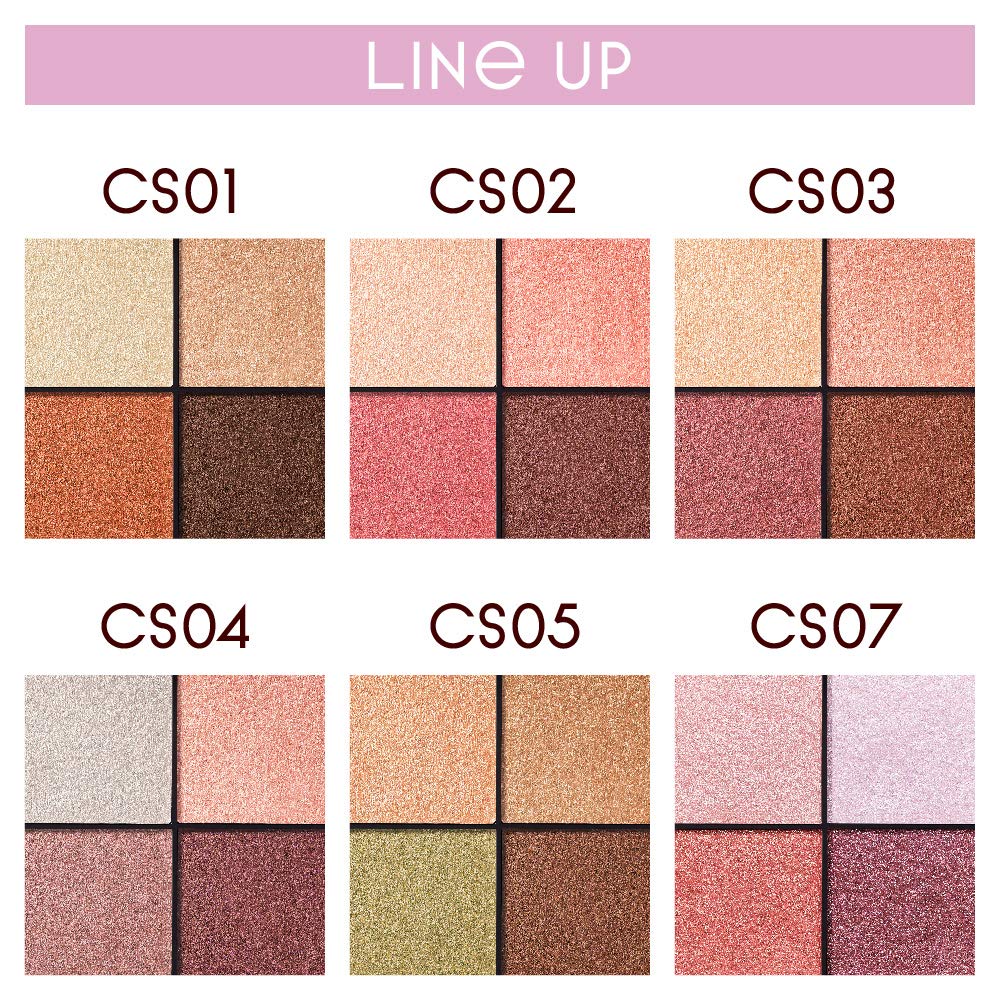 excel Real Close Shadow CS07 (Flower Barrette) Palette Eyeshadow Eyeshadow Palette Makeup 4 Colors 3 Textures (Glossy, Lame, Matte)