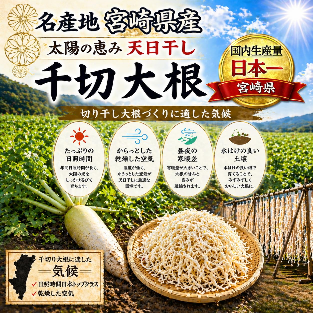 깎기 무 국산 썰어 무 500g 【명산지 미야자키현산/천일 말린/냄새를 통하기 어려운 척 봉투들이】대용량 업무용 (미켄 매일 건조물)