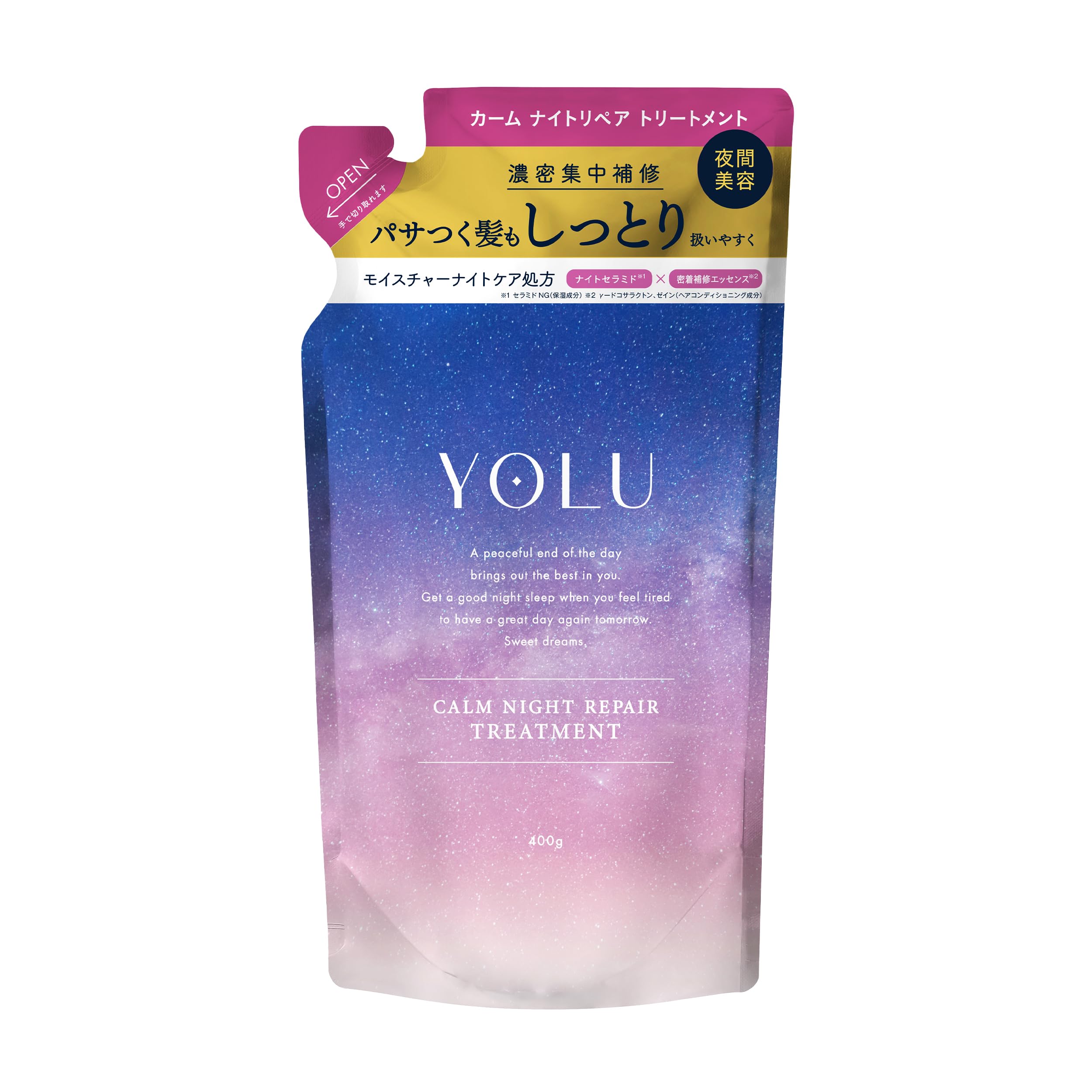 YOLU 요르 | 트리트먼트 리필 [캠 나이트 리 페어] 400g 야간 미용 헤어 케어 컨디셔너 남성 여성