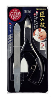 GREEN BELL Craftsmanship Stainless Steel Nipper Nail Clipper & Nail File Set G-1027
