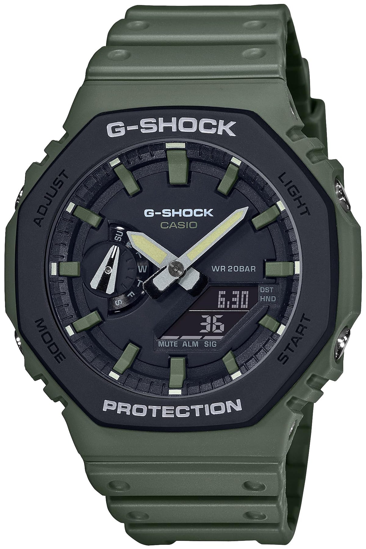 [CASIO] 手錶 G-SHOCK 【日本國內正規品】 實用色系 碳纖維核心防護結構 GA-2110SU-3AJF 男款 綠色