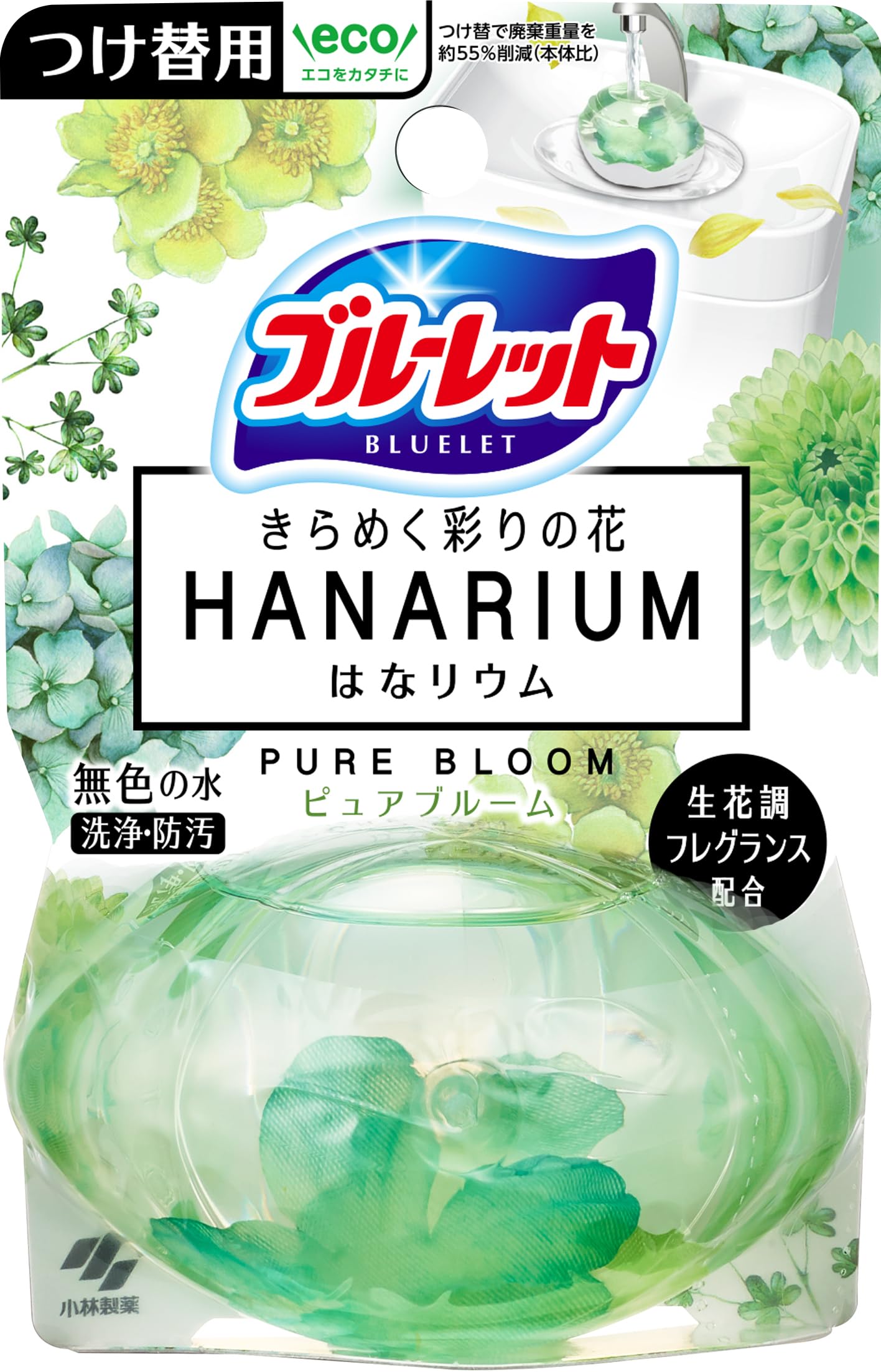 Kobayashi Pharmaceutical Bluelet Liquid Leave-on Sparkling Colorful Flowers Hanarium Toilet Tank Aromatic Cleaner Pure Bloom Scent Refill 70ml