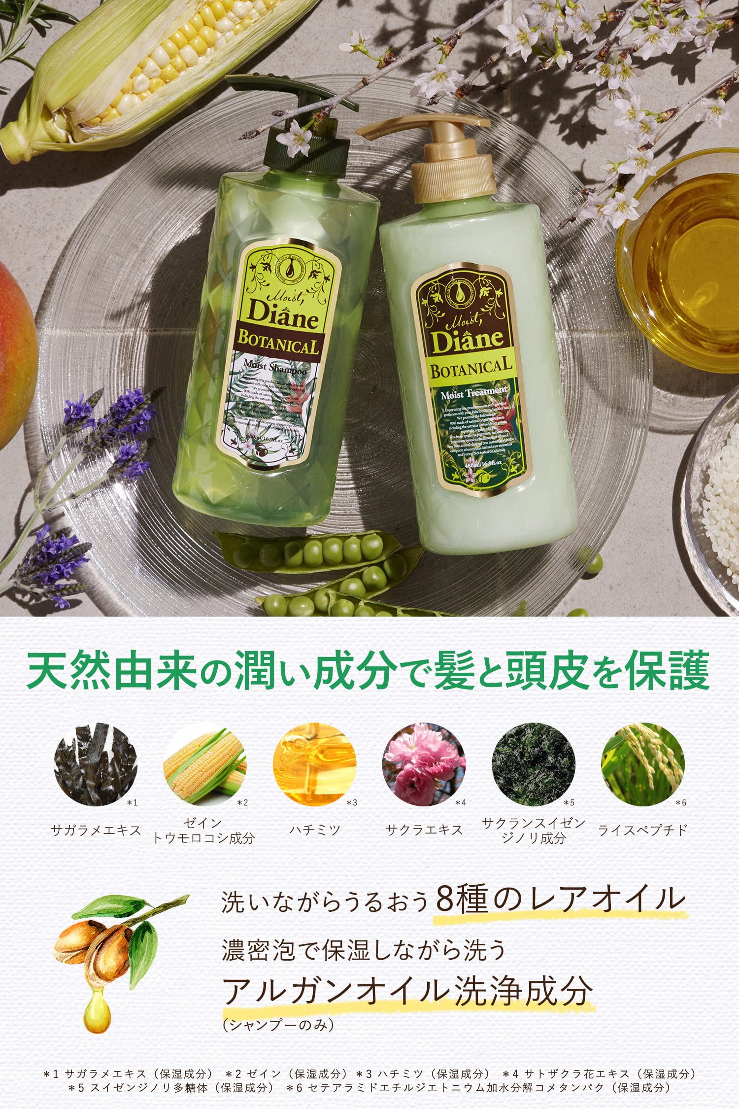 Diane BOTANICAL Shampoo [Fruity Jasmine Scent] 480ml [Moisturizing & Shiny] Moist