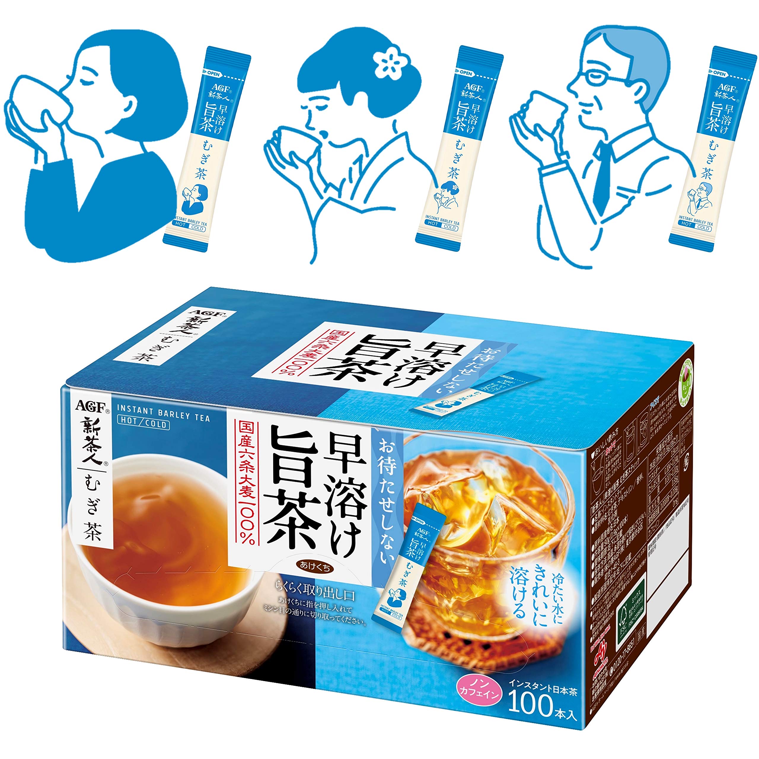 AGF Shinchajin Trà Umami tan nhanh Thanh trà lúa mạch 100 [Thanh trà] [Bột trà lúa mạch] [Không cần túi trà] 0,9g (x 100)