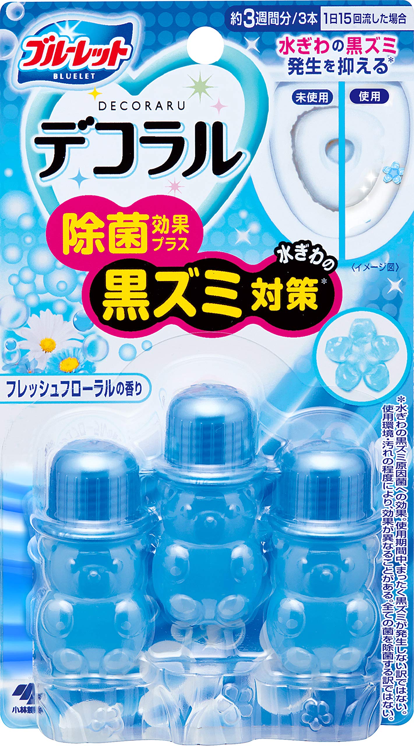 Kobayashi Pharmaceutical Bluelet Decoral Disinfecting Effect Plus Petal Gel Fresh Floral for toilet bowl flush scent and stain prevention approx. 21 days supply