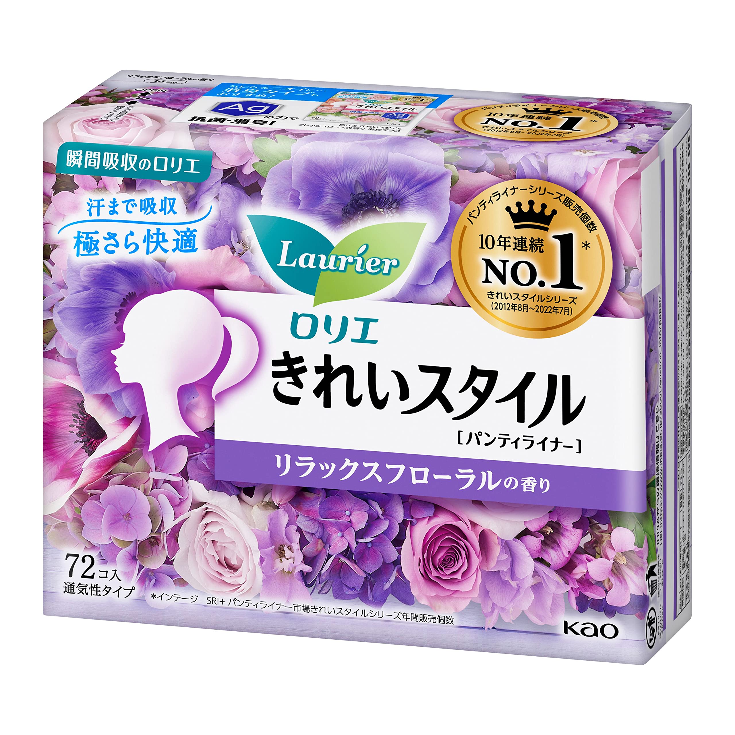 Kao Laurier Beautiful Style Relaxing Floral Fragrance (72 Pieces) Panty Liner
