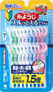 Thread toothpicks Kobayashi Pharmaceutical's Y-shaped dental floss that fits easily into narrow gaps between teeth 18 pieces