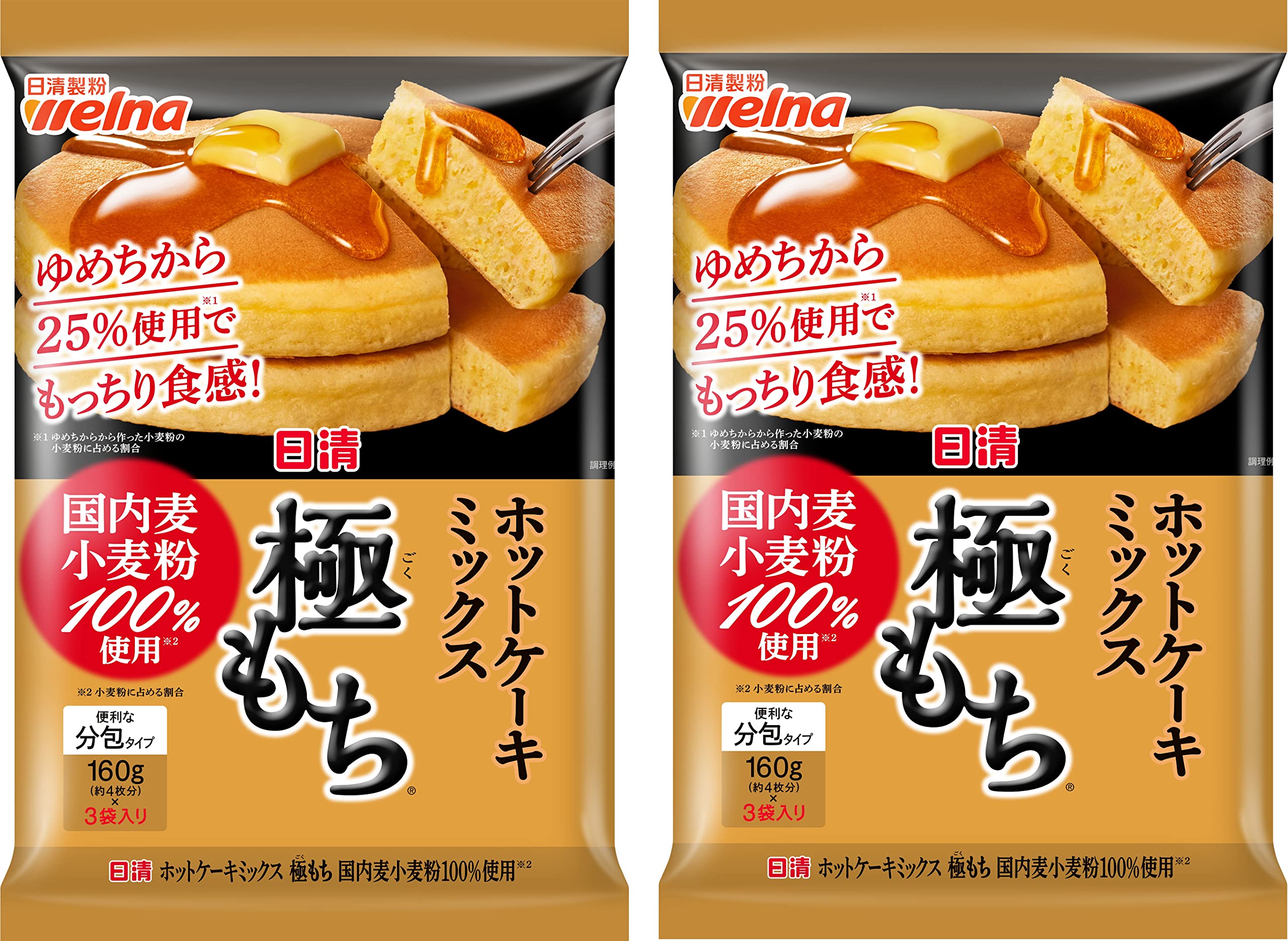 닛신 제분 웰나 핫 케이크 믹스 극 떡 480g (160g × 3개) × 2개 국내 보리 밀가루 100% 사용 핫 케이크